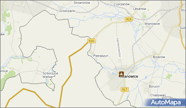 mapa Pietraszyn, Pietraszyn na mapie Targeo