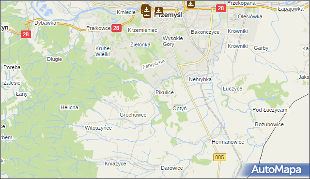 mapa Pikulice, Pikulice na mapie Targeo