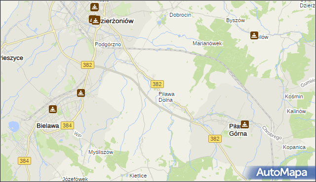 mapa Piława Dolna, Piława Dolna na mapie Targeo