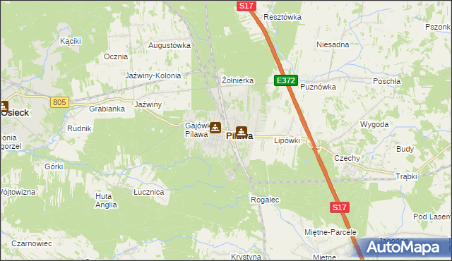 mapa Pilawa powiat garwoliński, Pilawa powiat garwoliński na mapie Targeo