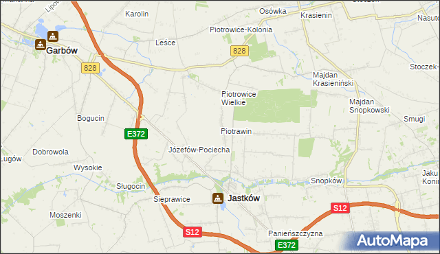 mapa Piotrawin gmina Jastków, Piotrawin gmina Jastków na mapie Targeo