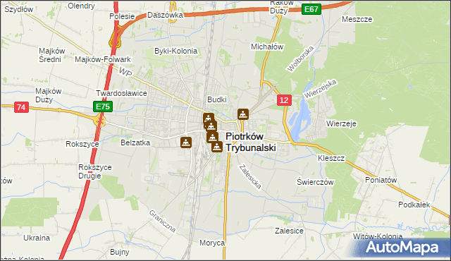 mapa Piotrków Trybunalski, Piotrków Trybunalski na mapie Targeo