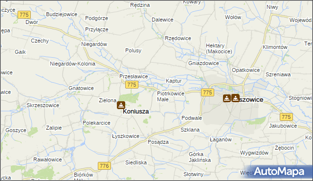 mapa Piotrkowice Małe, Piotrkowice Małe na mapie Targeo