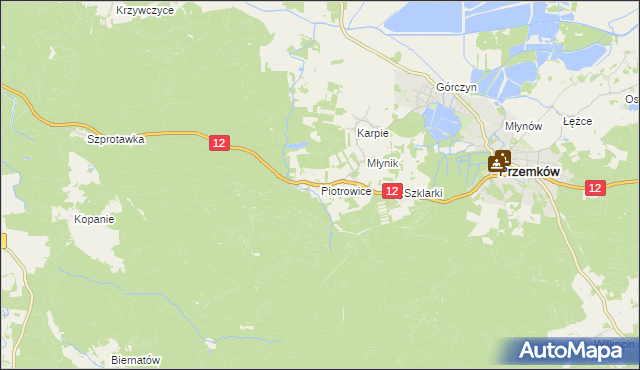 mapa Piotrowice gmina Przemków, Piotrowice gmina Przemków na mapie Targeo