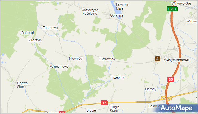 mapa Piotrowice gmina Święciechowa, Piotrowice gmina Święciechowa na mapie Targeo