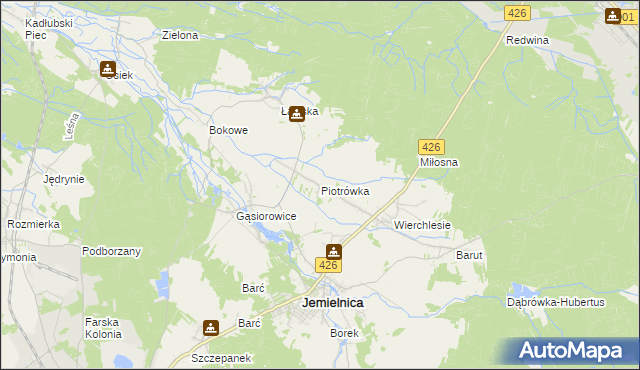 mapa Piotrówka gmina Jemielnica, Piotrówka gmina Jemielnica na mapie Targeo