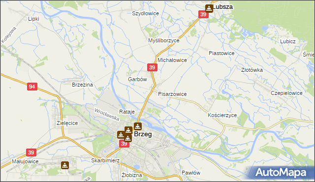 mapa Pisarzowice gmina Lubsza, Pisarzowice gmina Lubsza na mapie Targeo