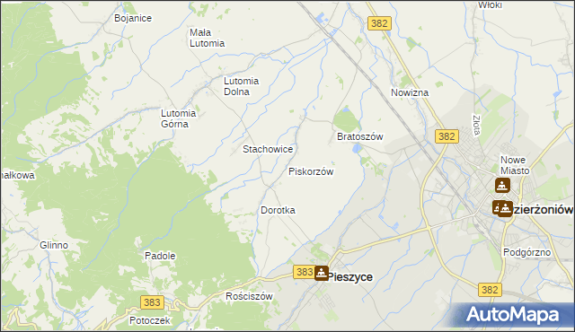 mapa Piskorzów gmina Pieszyce, Piskorzów gmina Pieszyce na mapie Targeo