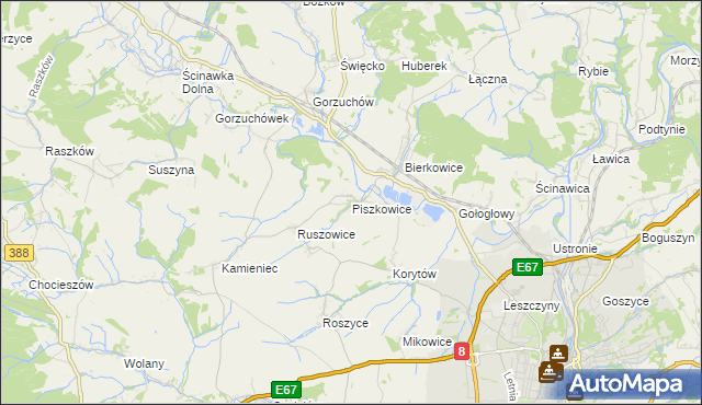 mapa Piszkowice, Piszkowice na mapie Targeo