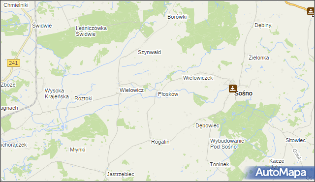 mapa Płosków gmina Sośno, Płosków gmina Sośno na mapie Targeo