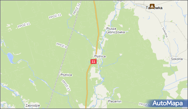 mapa Płytnica gmina Tarnówka, Płytnica gmina Tarnówka na mapie Targeo