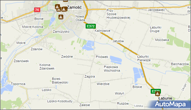 mapa Pniówek gmina Zamość, Pniówek gmina Zamość na mapie Targeo