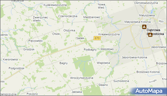 mapa Podbagny, Podbagny na mapie Targeo