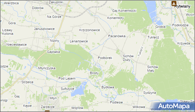 mapa Podborek gmina Rytwiany, Podborek gmina Rytwiany na mapie Targeo