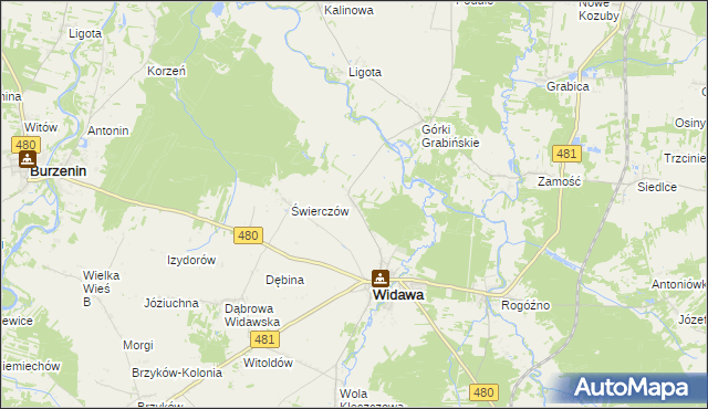 mapa Podgórze gmina Widawa, Podgórze gmina Widawa na mapie Targeo