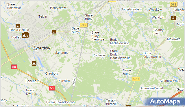 mapa Podlasie gmina Radziejowice, Podlasie gmina Radziejowice na mapie Targeo