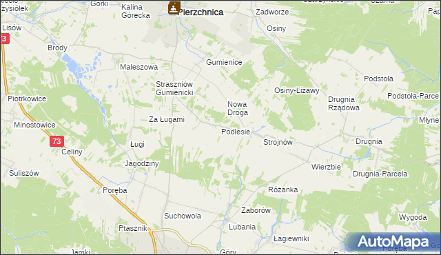 mapa Podlesie gmina Pierzchnica, Podlesie gmina Pierzchnica na mapie Targeo