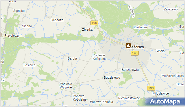 mapa Podlesie Kościelne, Podlesie Kościelne na mapie Targeo