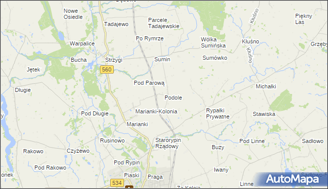 mapa Podole gmina Rypin, Podole gmina Rypin na mapie Targeo