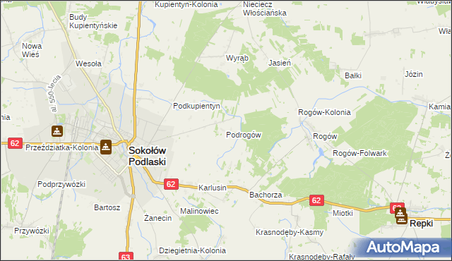 mapa Podrogów, Podrogów na mapie Targeo