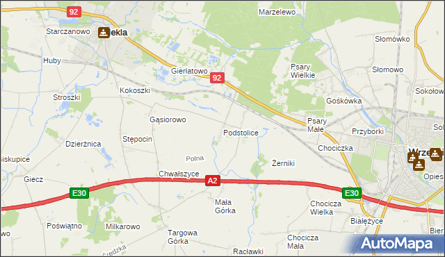 mapa Podstolice gmina Nekla, Podstolice gmina Nekla na mapie Targeo