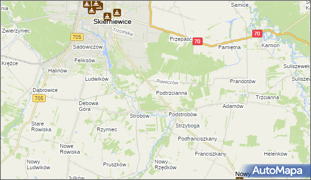 mapa Podtrzcianna, Podtrzcianna na mapie Targeo