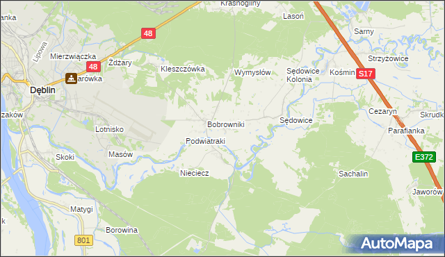 mapa Podwierzbie gmina Ryki, Podwierzbie gmina Ryki na mapie Targeo