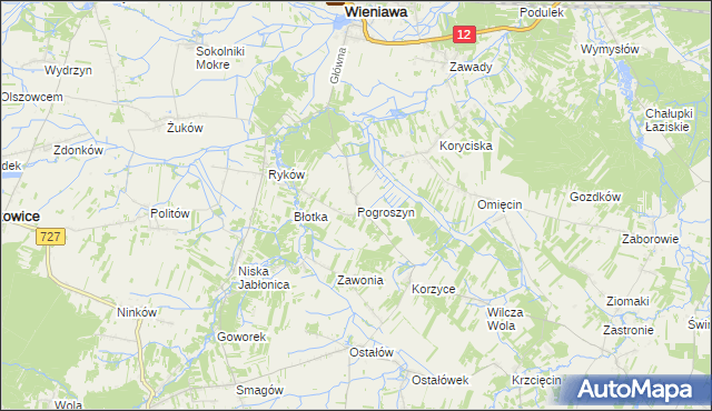 mapa Pogroszyn, Pogroszyn na mapie Targeo