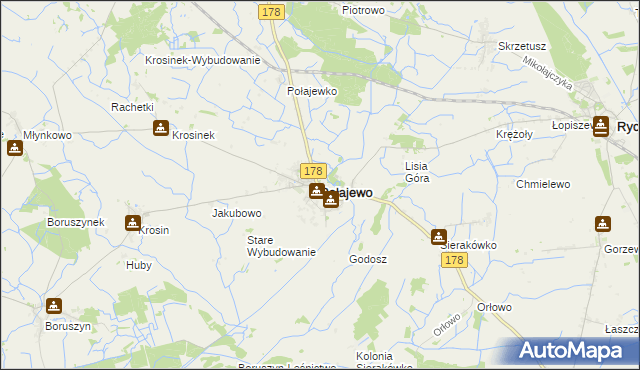 mapa Połajewo powiat czarnkowsko-trzcianecki, Połajewo powiat czarnkowsko-trzcianecki na mapie Targeo