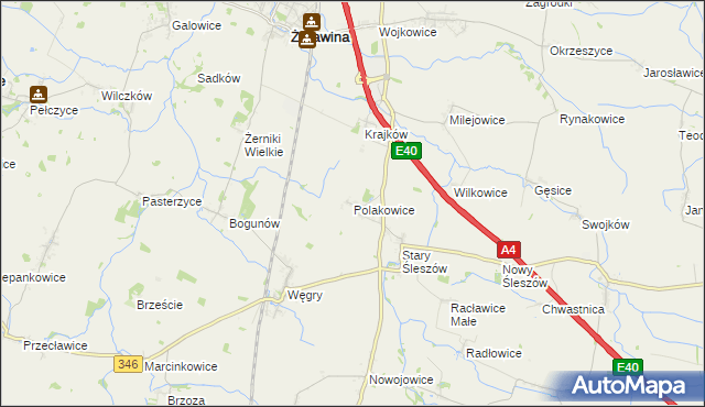 mapa Polakowice, Polakowice na mapie Targeo