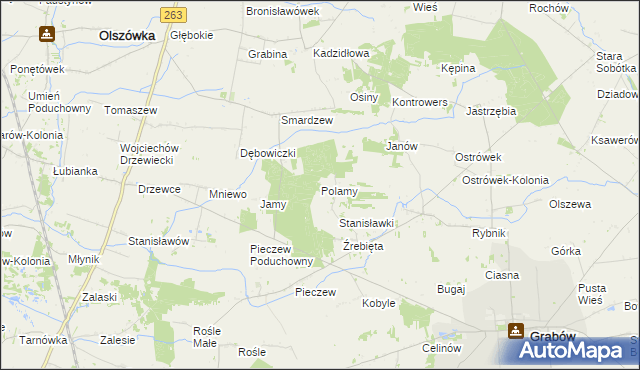 mapa Polamy, Polamy na mapie Targeo