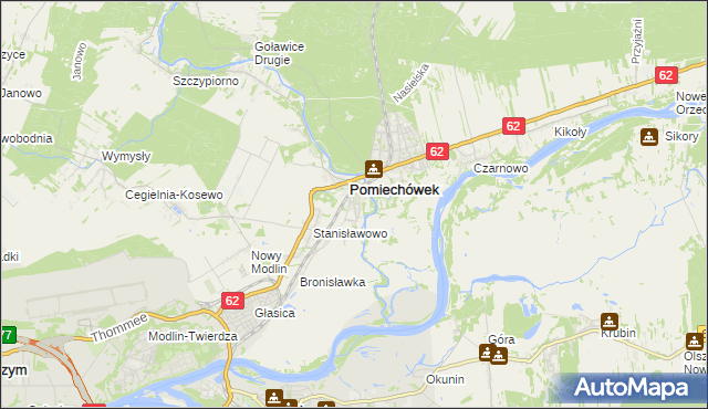 mapa Pomiechowo, Pomiechowo na mapie Targeo