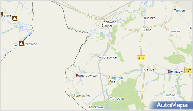 mapa Pomorzowice, Pomorzowice na mapie Targeo