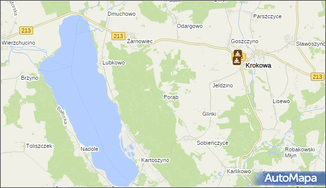 mapa Porąb gmina Krokowa, Porąb gmina Krokowa na mapie Targeo