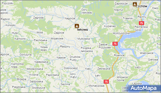 mapa Porąbka Iwkowska, Porąbka Iwkowska na mapie Targeo