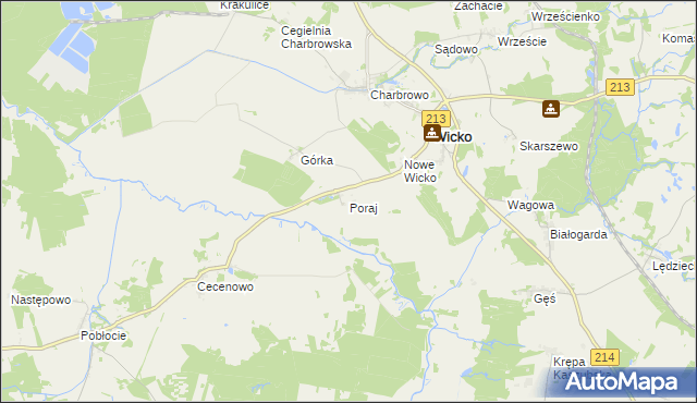 mapa Poraj gmina Wicko, Poraj gmina Wicko na mapie Targeo