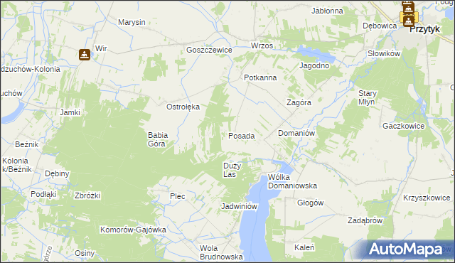 mapa Posada gmina Przytyk, Posada gmina Przytyk na mapie Targeo