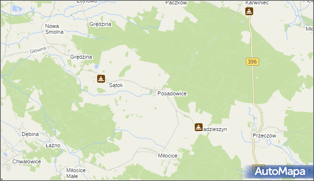 mapa Posadowice, Posadowice na mapie Targeo