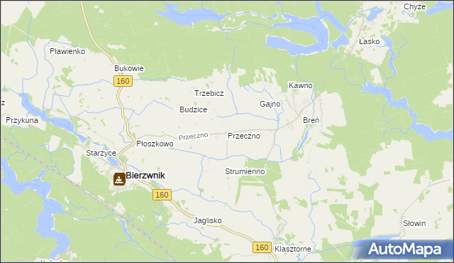 mapa Przeczno gmina Bierzwnik, Przeczno gmina Bierzwnik na mapie Targeo