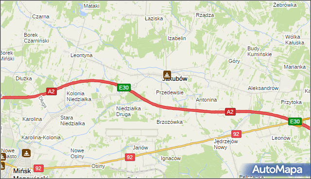 mapa Przedewsie gmina Jakubów, Przedewsie gmina Jakubów na mapie Targeo