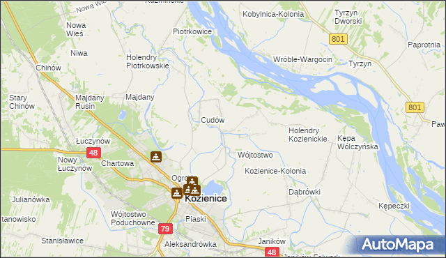 mapa Przewóz gmina Kozienice, Przewóz gmina Kozienice na mapie Targeo