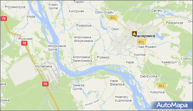 mapa Przewóz gmina Maciejowice, Przewóz gmina Maciejowice na mapie Targeo