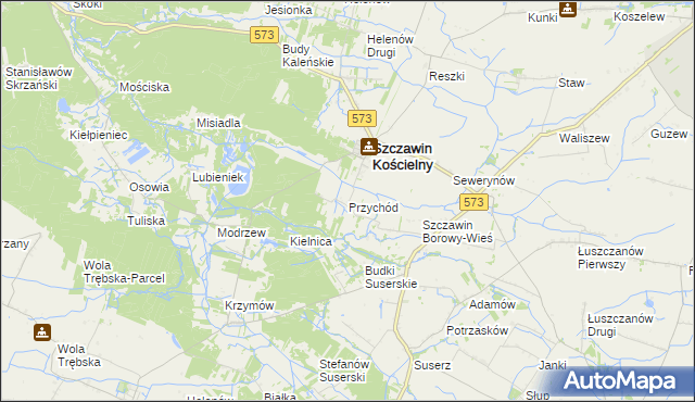 mapa Przychód gmina Szczawin Kościelny, Przychód gmina Szczawin Kościelny na mapie Targeo