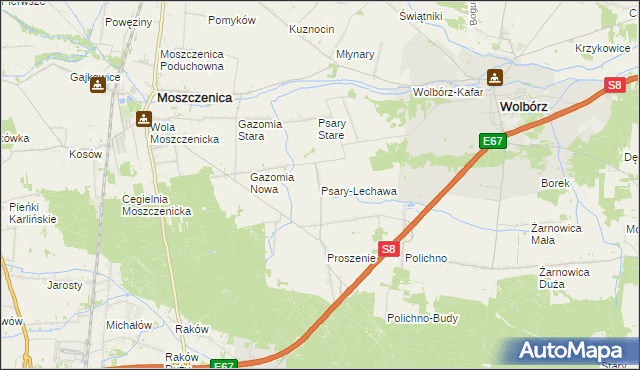 mapa Psary-Lechawa, Psary-Lechawa na mapie Targeo