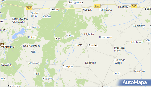 mapa Psota, Psota na mapie Targeo