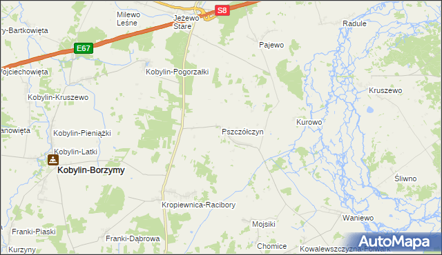 mapa Pszczółczyn gmina Kobylin-Borzymy, Pszczółczyn gmina Kobylin-Borzymy na mapie Targeo