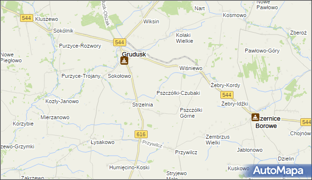 mapa Pszczółki-Czubaki, Pszczółki-Czubaki na mapie Targeo