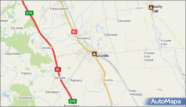 mapa Pszczółki powiat gdański, Pszczółki powiat gdański na mapie Targeo