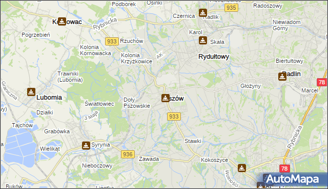 mapa Pszów, Pszów na mapie Targeo