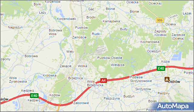 mapa Pustków-Osiedle, Pustków-Osiedle na mapie Targeo